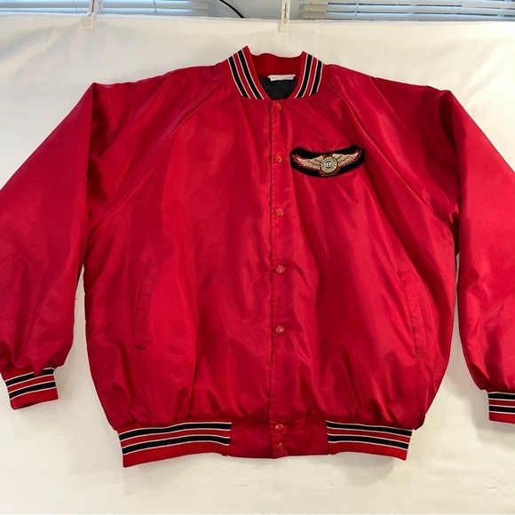 Vtg Harley Davidson Owners Group Red Bomber Nylon Jacket Made In USA Sz XXL - Picture 1 of 11